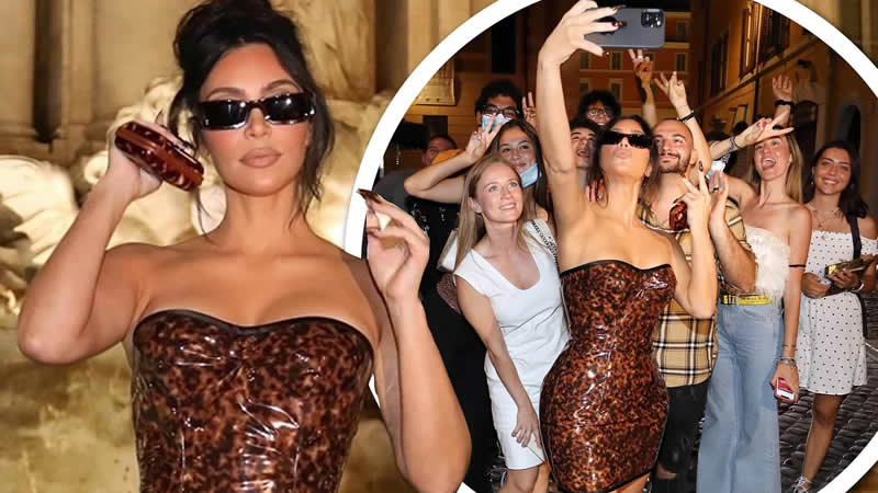 Kim Kardashian Stuns In A PVC Leopard Print Dress