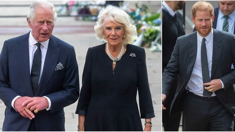 King Charles Queen Camilla and Prince Harry