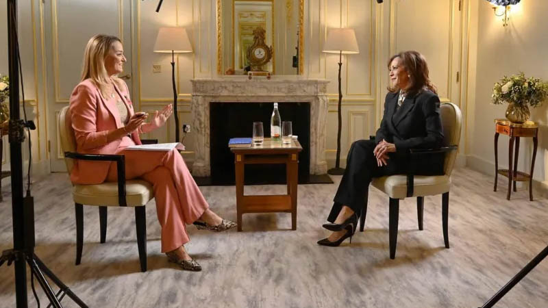 Kamala Harris and Laura Kuenssberg