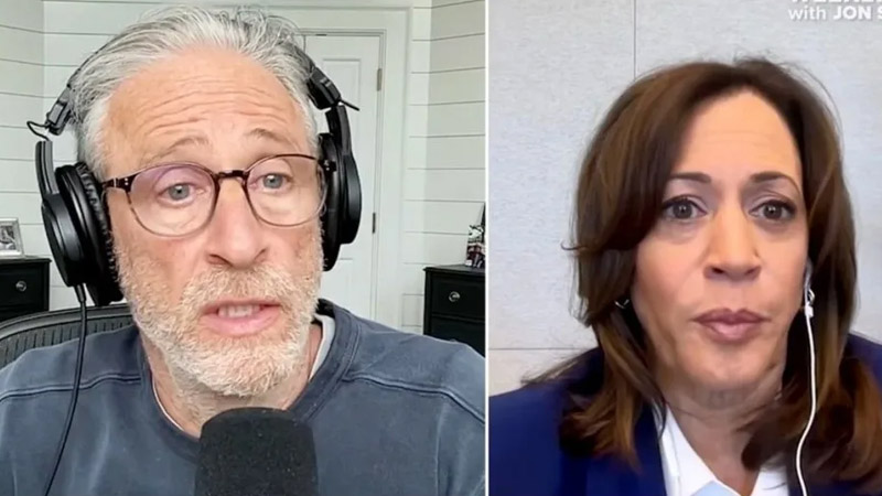 Jon Stewart Taken Aback as Kamala Harris Says Joe Biden Is “Fully Competent” During Podcast Interview