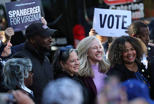 Abigail Spanberger greets potential voters