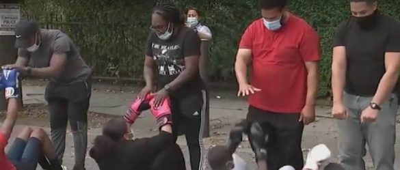 A boxing ring used by the “Guns Down, Gloves Up” program, now at the center of a citywide corruption probe. (Photo Screenshot by NBC Philadelphia)