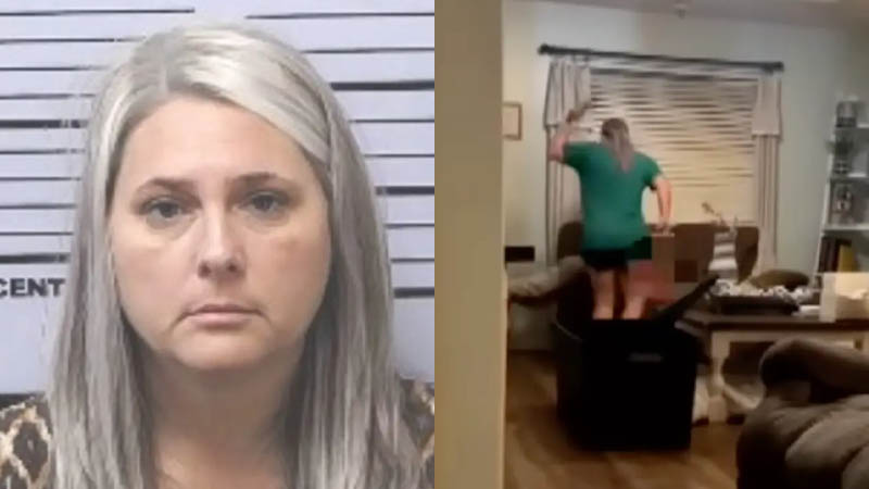 Staples beating her son