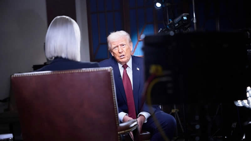 President Donald Trump with Dasha Burns