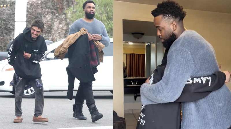 The former co-stars shared an emotional embrace amid Chase’s struggle with homelessness