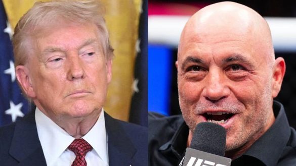 Joe Rogan pushed back on Trump’s “hoax” claims about Epstein, warning the controversy is only growing. (Photo by Getty Images)