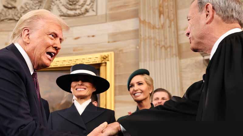 Donald Trump shakes hands