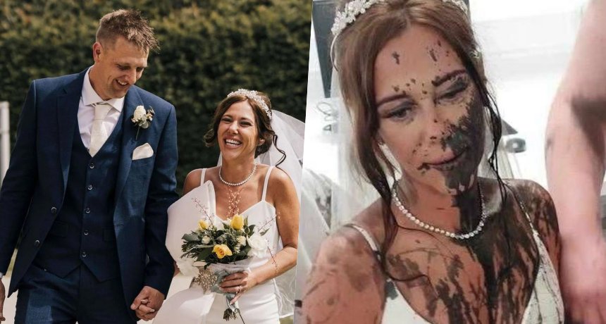 British Bride was splashed with black paint