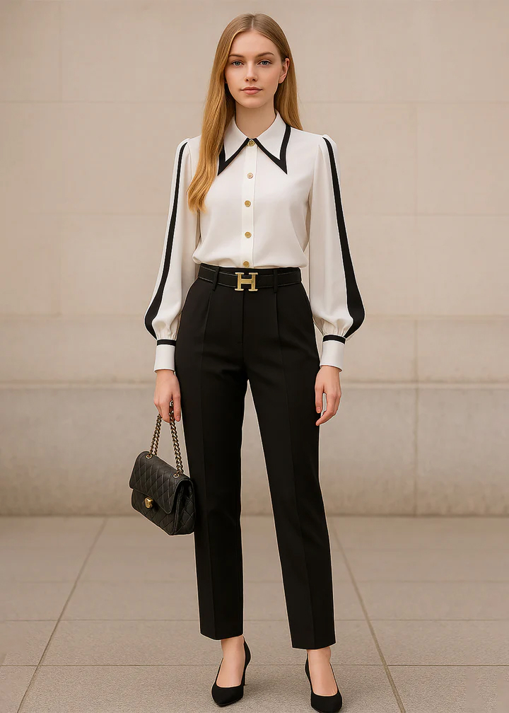 White Pointy Collar Shirt for Female